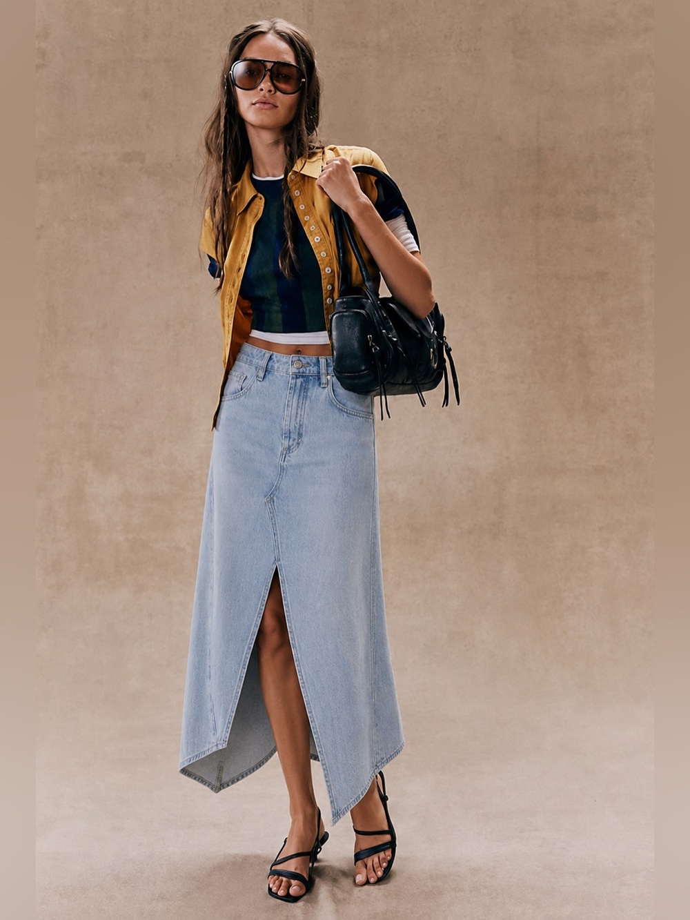 NWT FREE PEOPLE AQUARIUS DENIM MAXI SKIRT